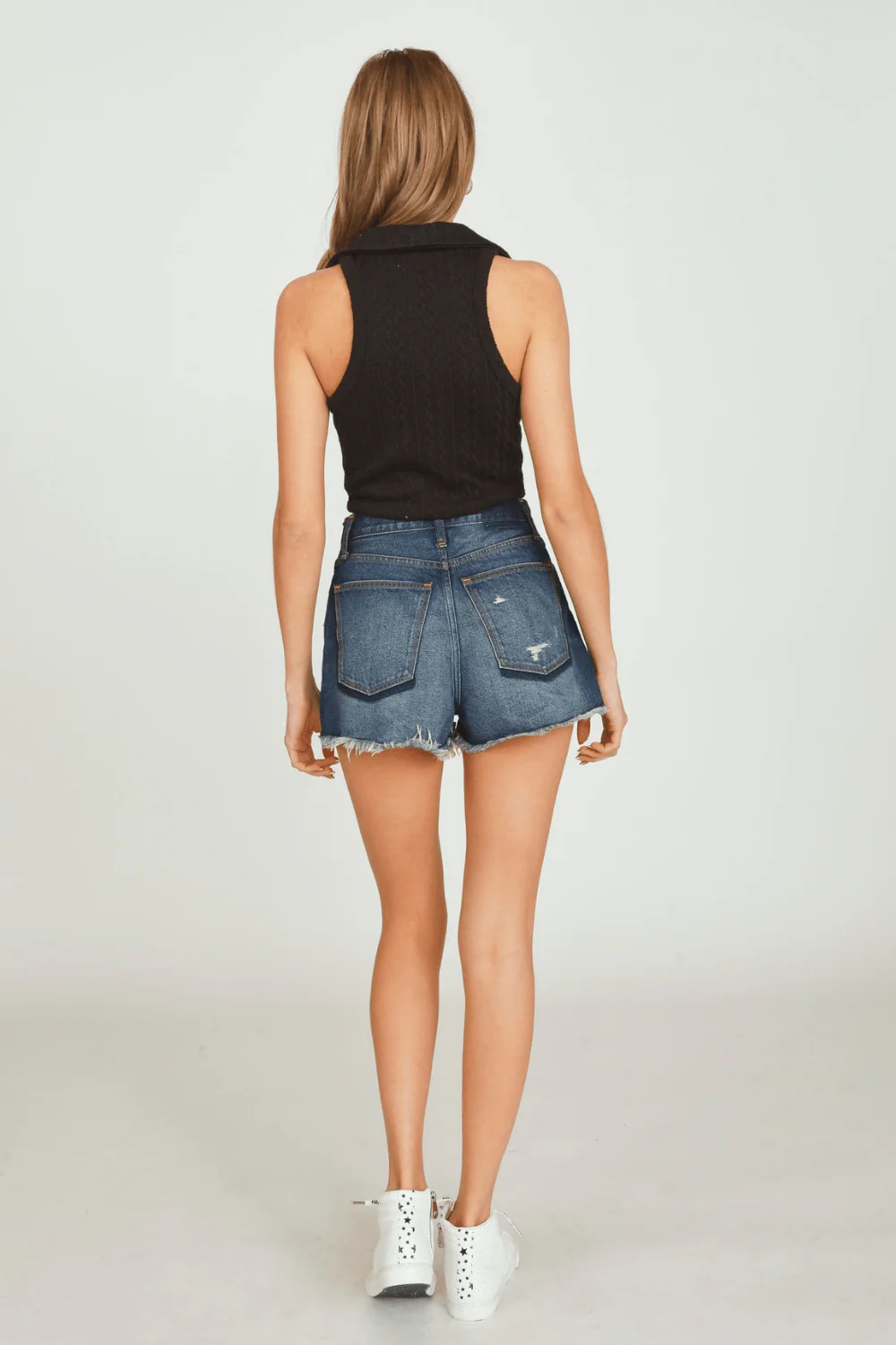 Black Knit Polo Tank Top - Image 4