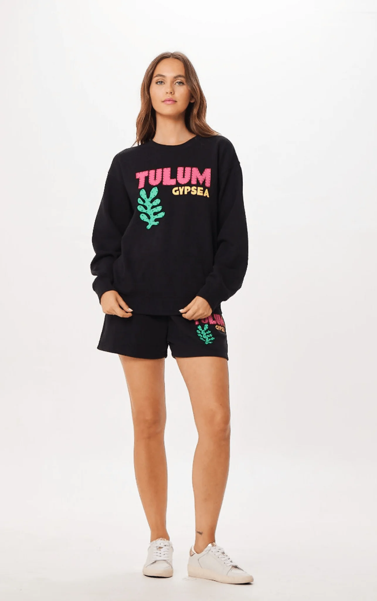 Black Tulum Jet Setter Surf Wash Crewneck - Image 3