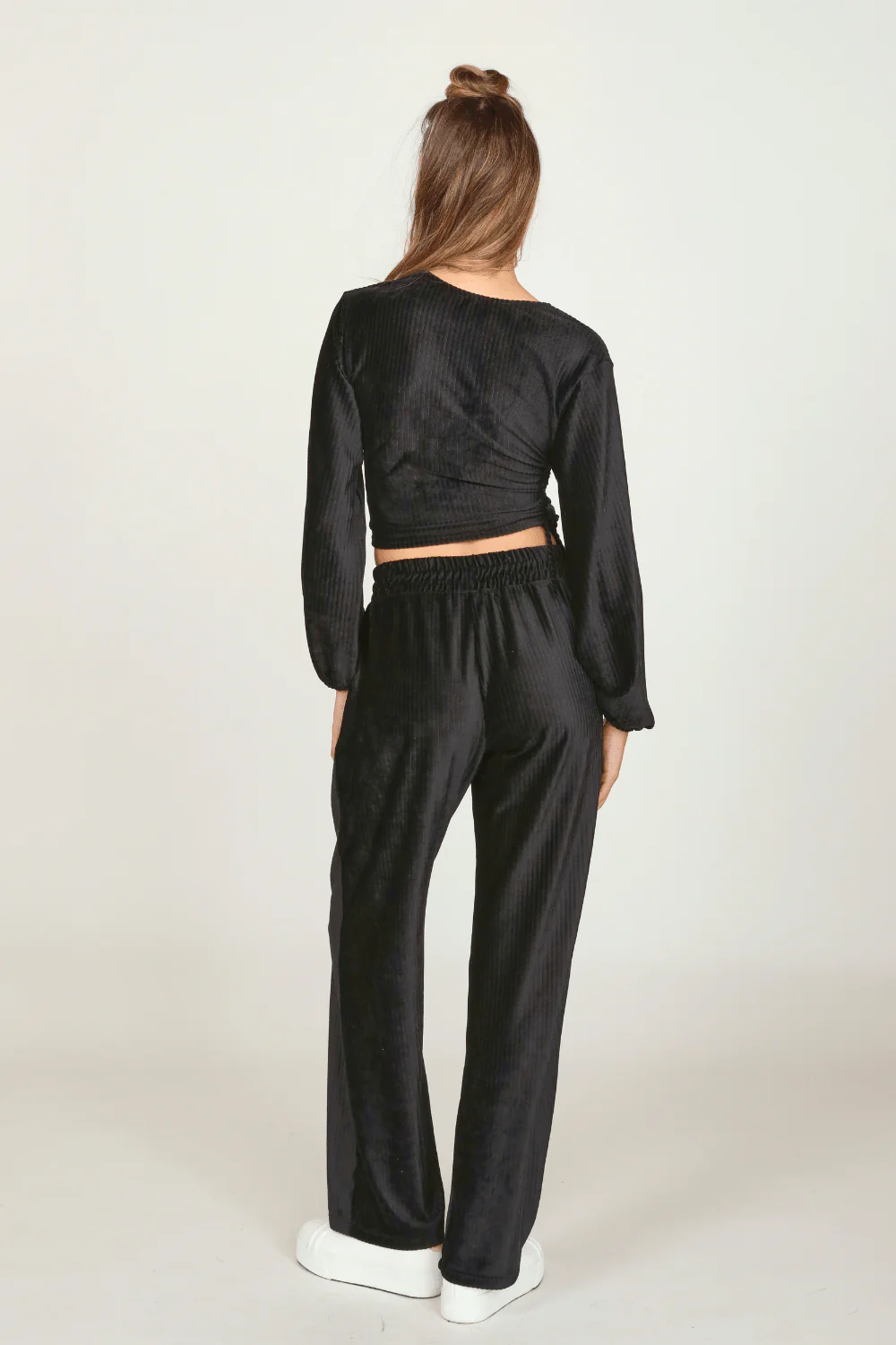 Black Velour Surplice Top - Image 4
