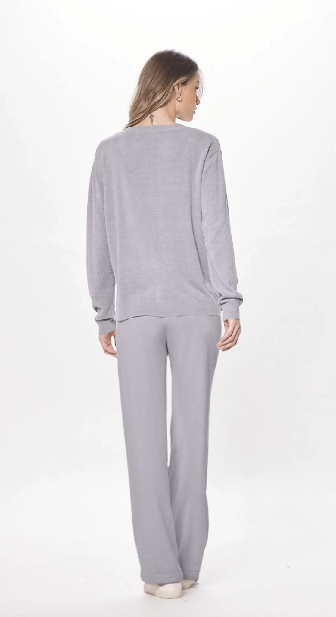Cool Grey Plush Knit Crewneck - Image 4