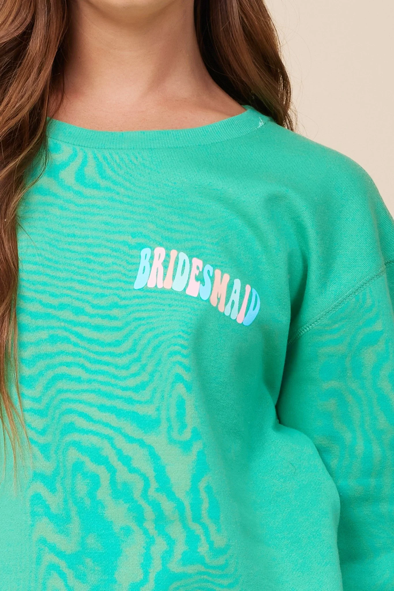 "Bridesmaid" Surf Green Surf Wash Crewneck Sweatshirt - Image 3