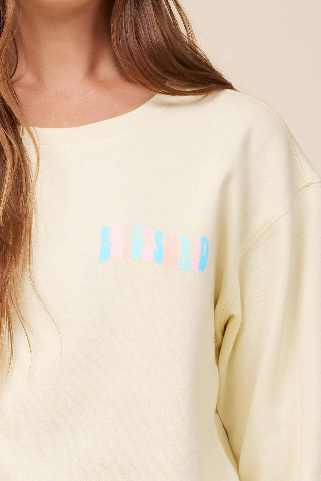 "Bridesmaid" Lemon Surf Wash Crewneck Sweatshirt - Image 3