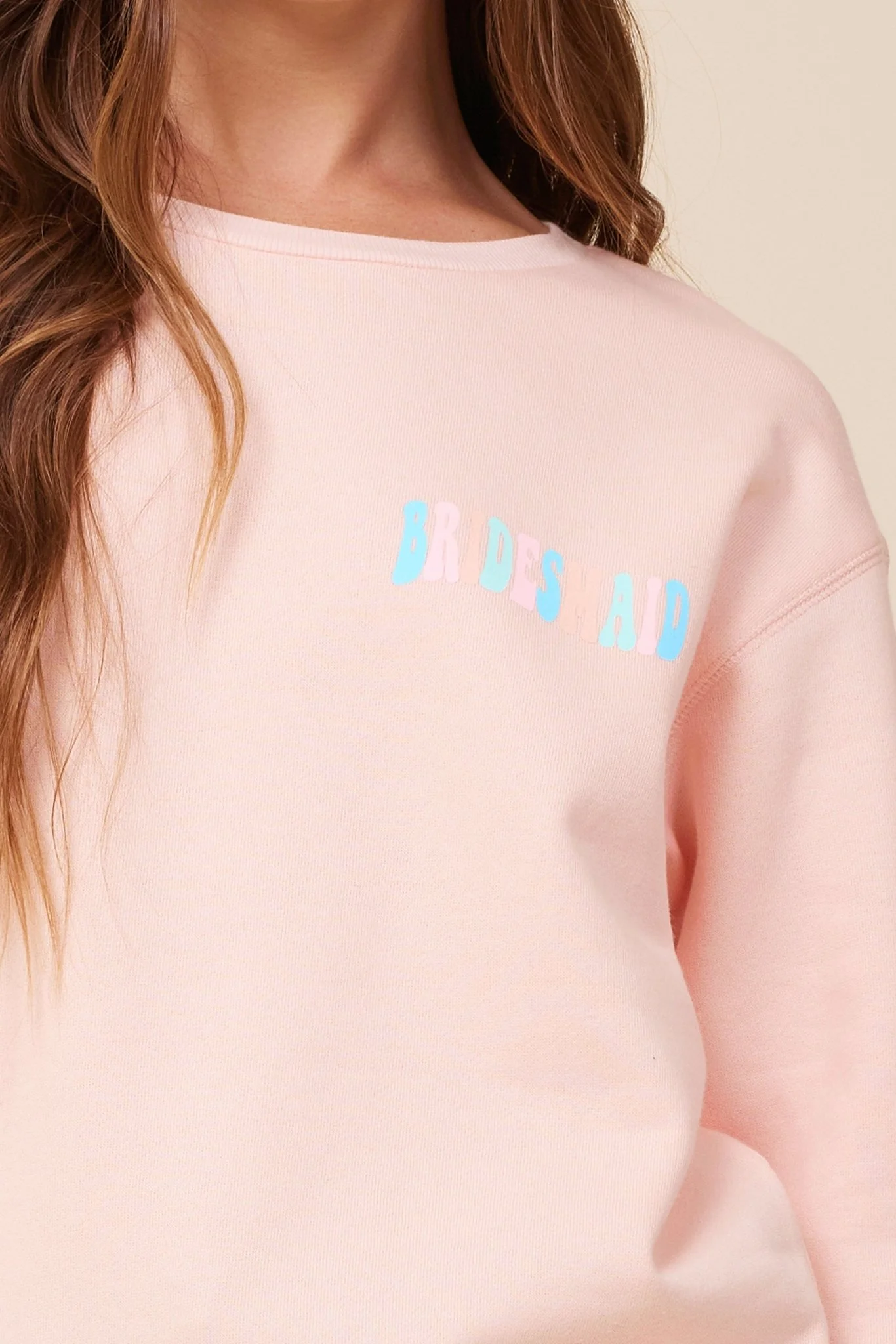 "Bridesmaid" Peach Surf Wash Crewneck Sweatshirt - Image 3