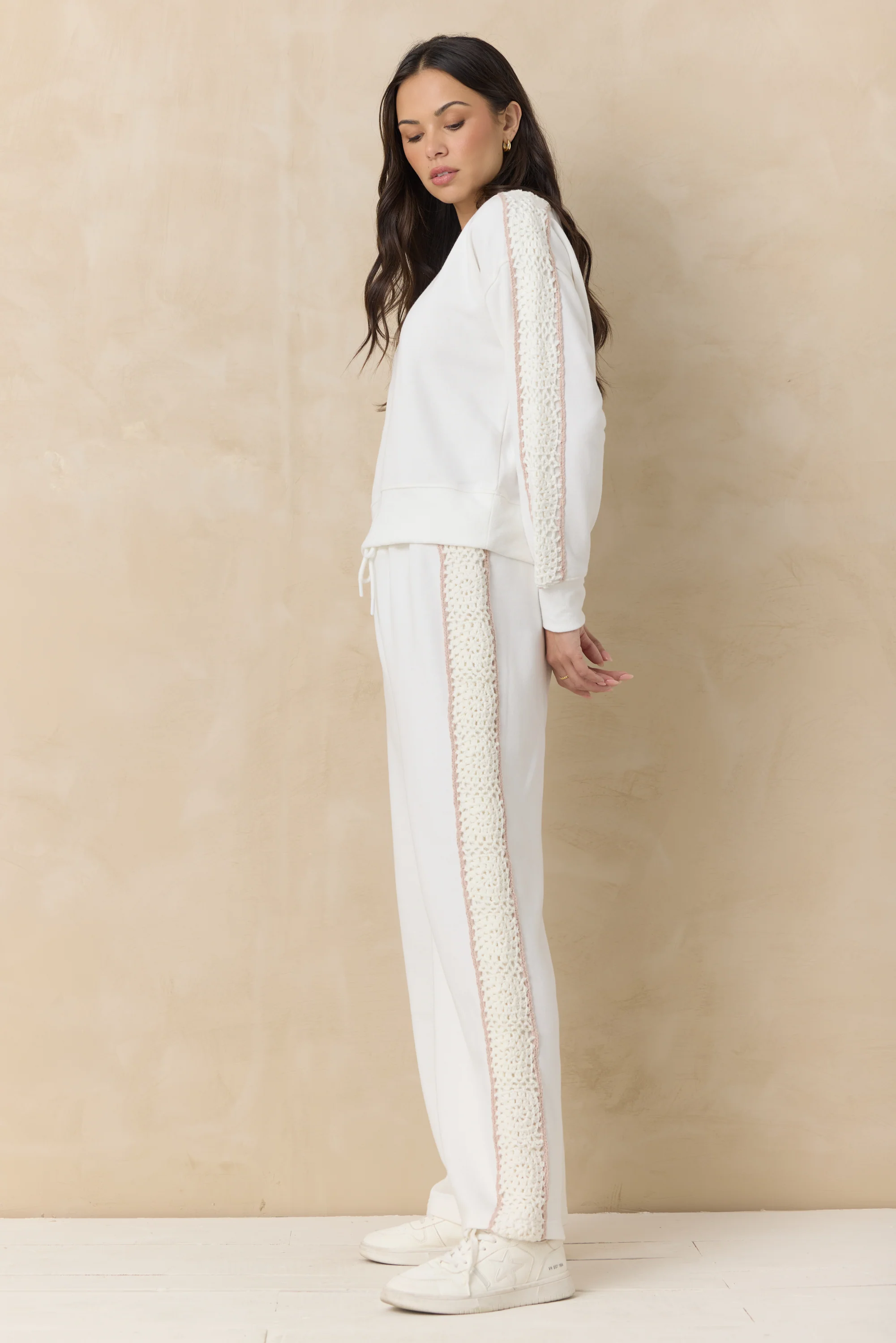 French Terry Crew Sweatshirt with Square Crochet Insert - Image 3