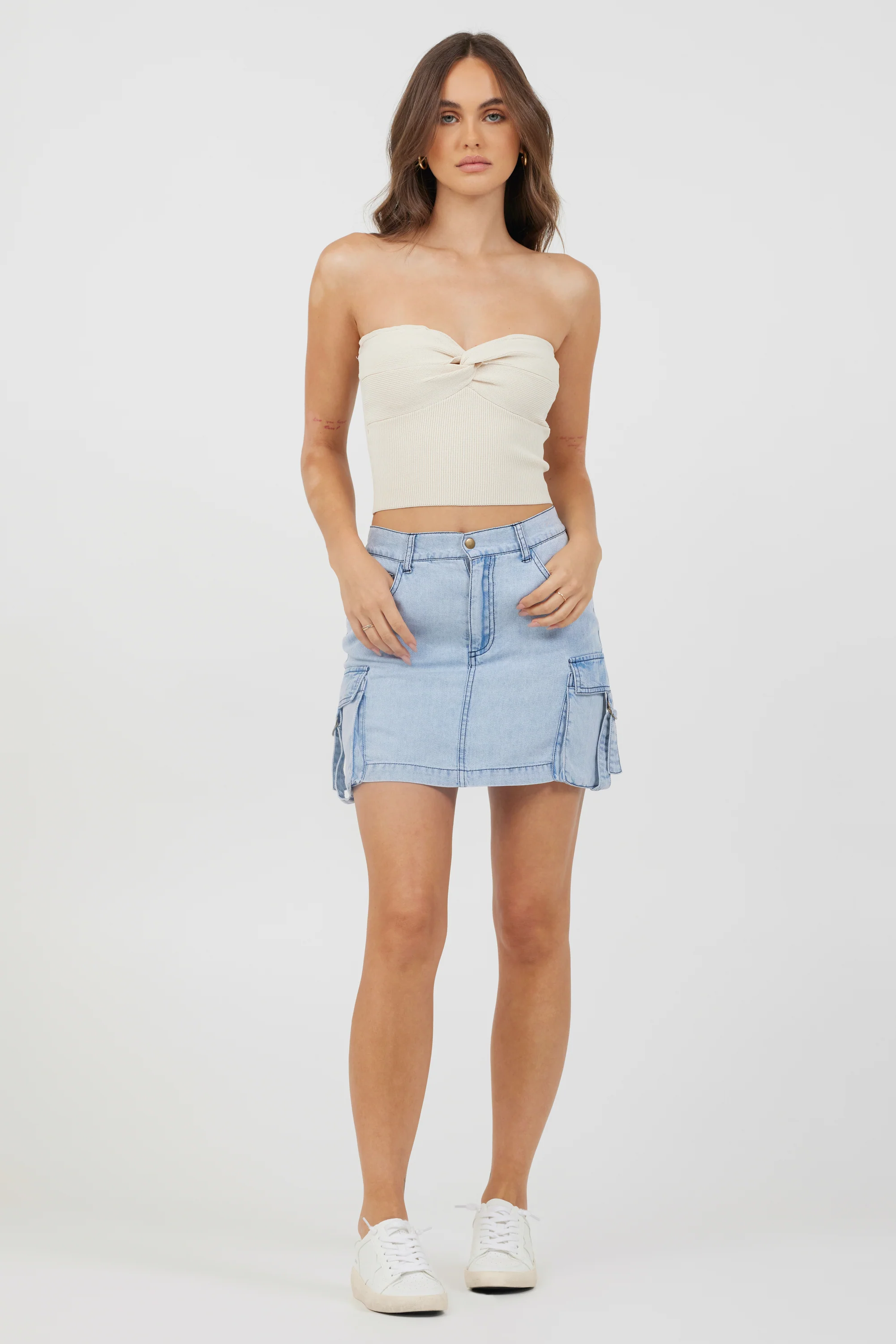 Sunrise Sand Rib Knit Twist Front Tube Top - Image 5