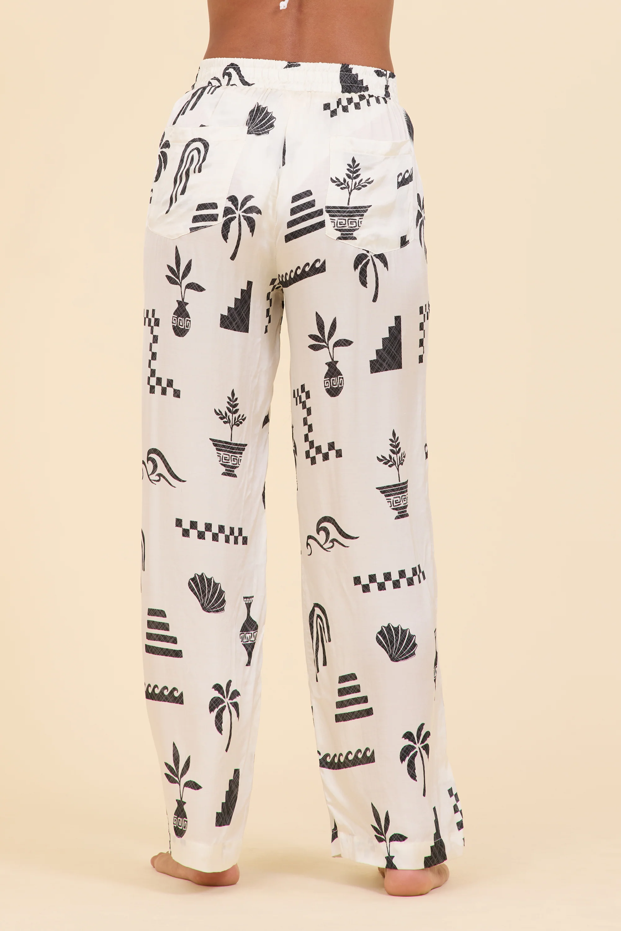 SURF Beach Vibe Printed Satin Wide Leg Pant - Image 3